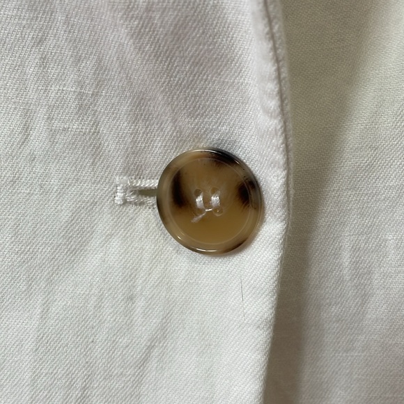 Zara White Linen Blend Shoulder Pad Blazer (US Size Small) - Picture 4 of 6